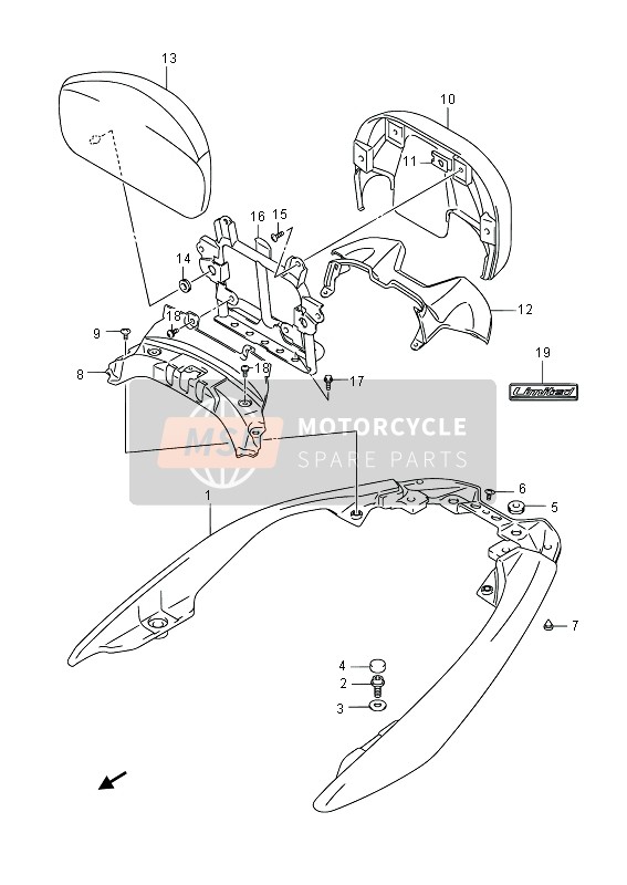 Suzuki AN400(A)(ZA) BURGMAN 2013 Poignée du cavalier (AN400ZA E02) pour un 2013 Suzuki AN400(A)(ZA) BURGMAN